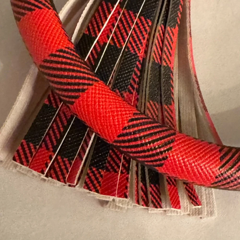 Buffalo Plaid Bangle Key‎ Ring Bracelet Keychain Tassel Red Black